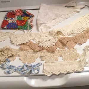 2 Bonnets and Assortment of Lace Collars